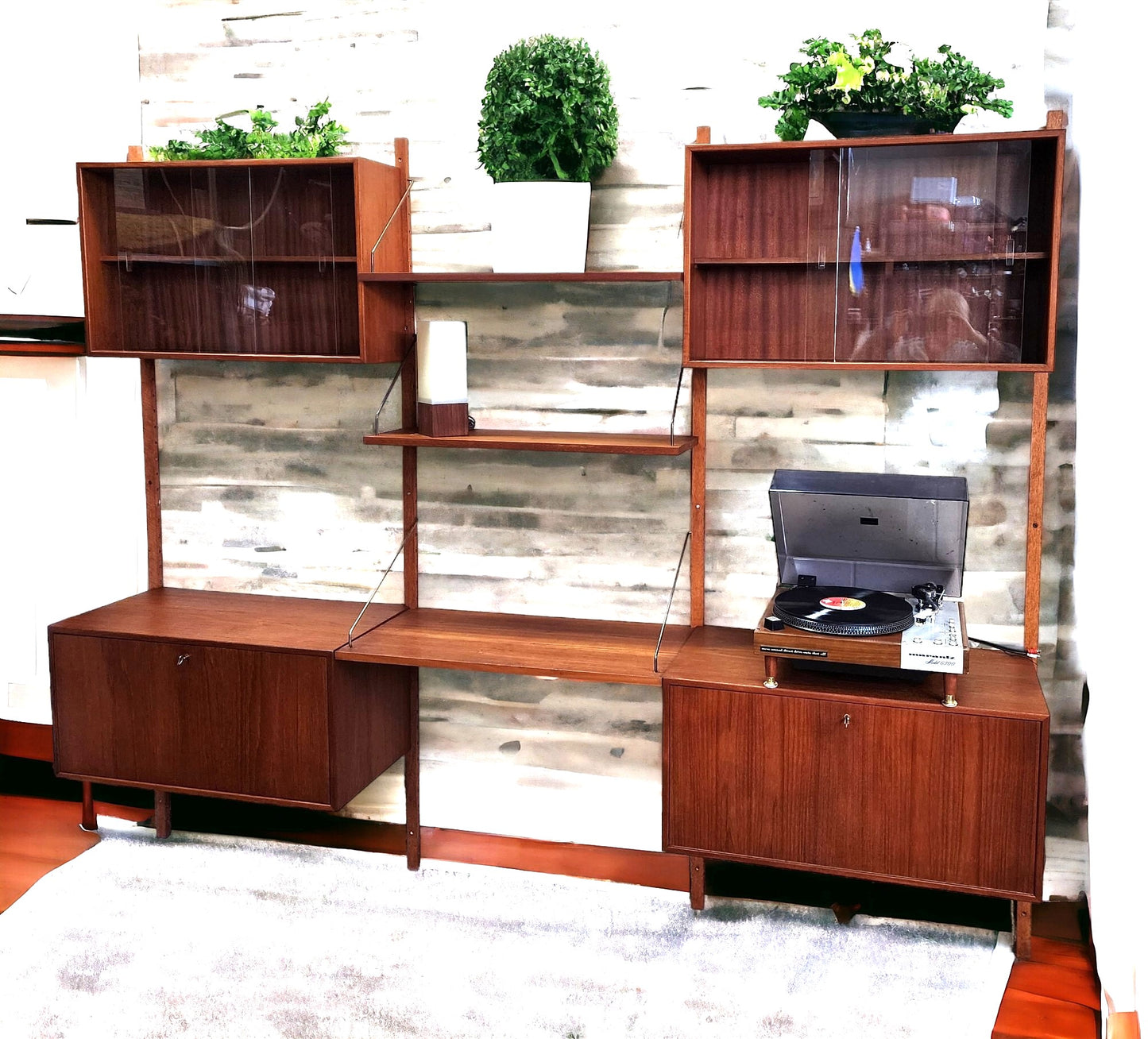 RESTORED Danish Mid Century Modern 3 Section Teak Modular Wall Unit by Poul Cadovius