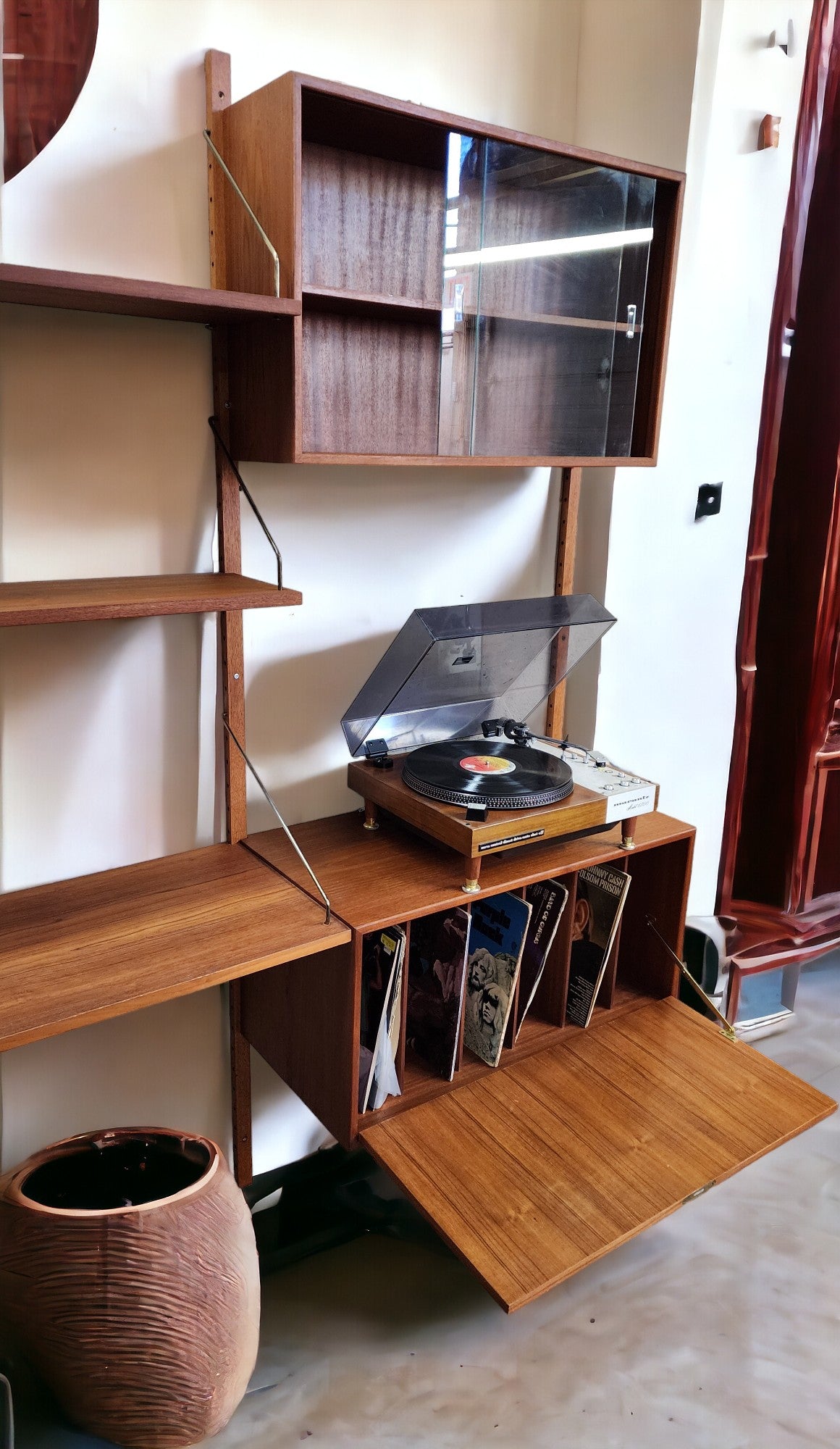 RESTORED Danish Mid Century Modern 3 Section Teak Modular Wall Unit by Poul Cadovius