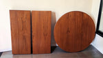REFINISHED Danish MCM Teak Pedestal Table Round to Oval with 2 Leaves 47