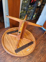 REFINISHED Danish MCM Teak Pedestal Table Round to Oval with 2 Leaves 47