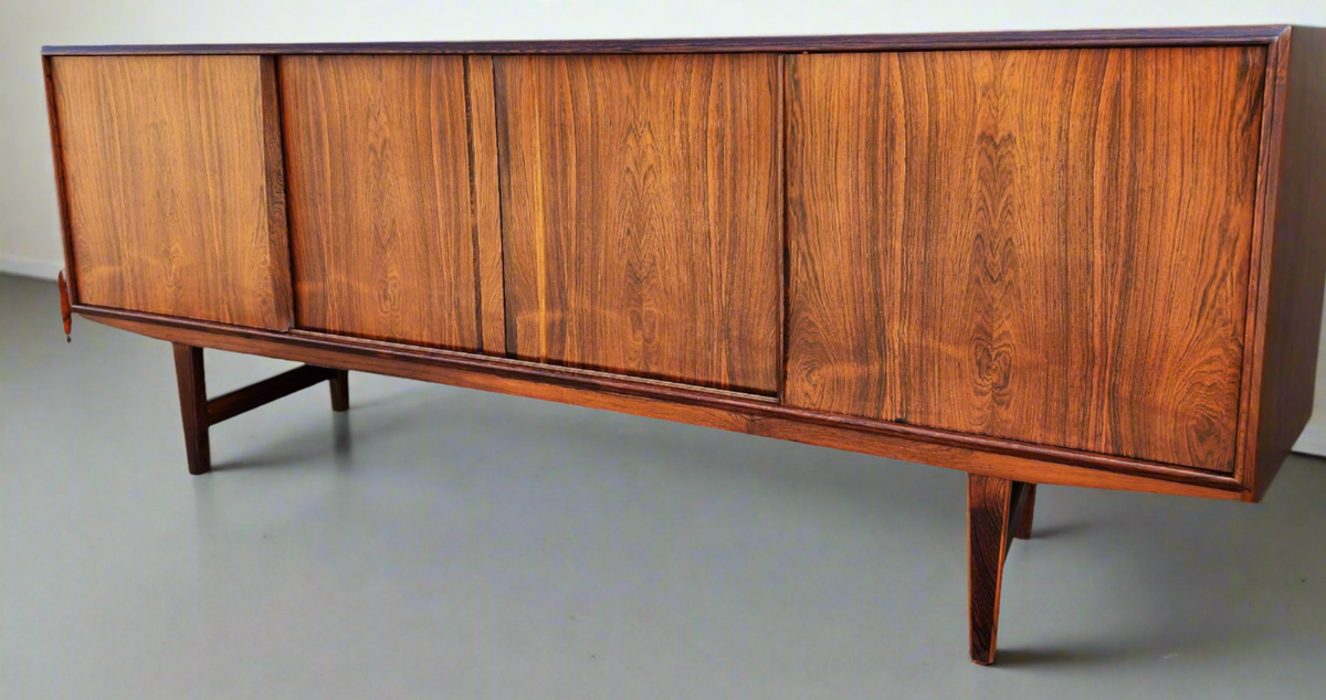 REFINISHED Danish MCM Brazilian Rosewood Sideboard by E.W.Bach  77