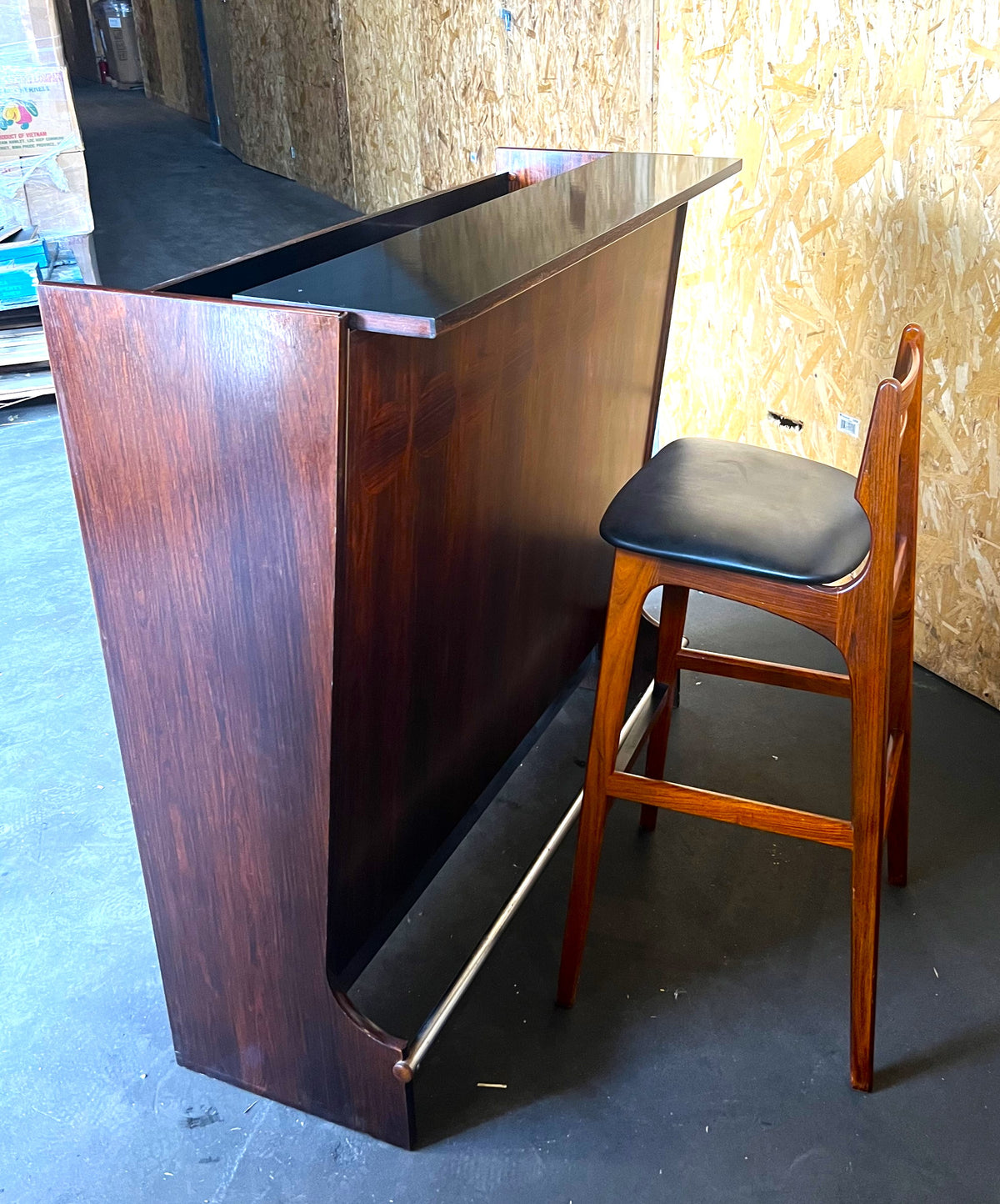Danish Mid Century Modern Rosewood Bar by J.Andersen & 2 Chairs by E.Buch