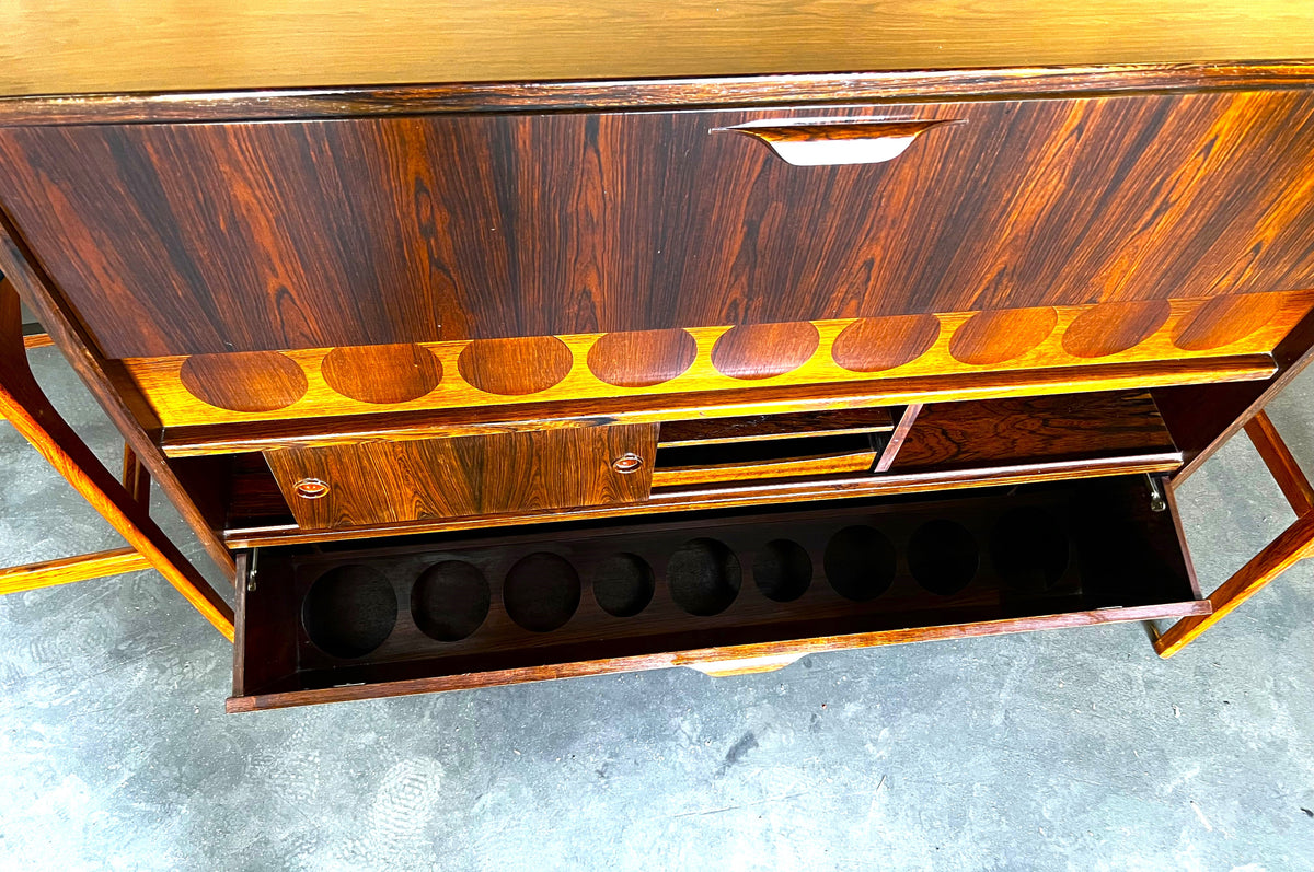 Danish Mid Century Modern Rosewood Bar by J.Andersen & 2 Chairs by E.Buch