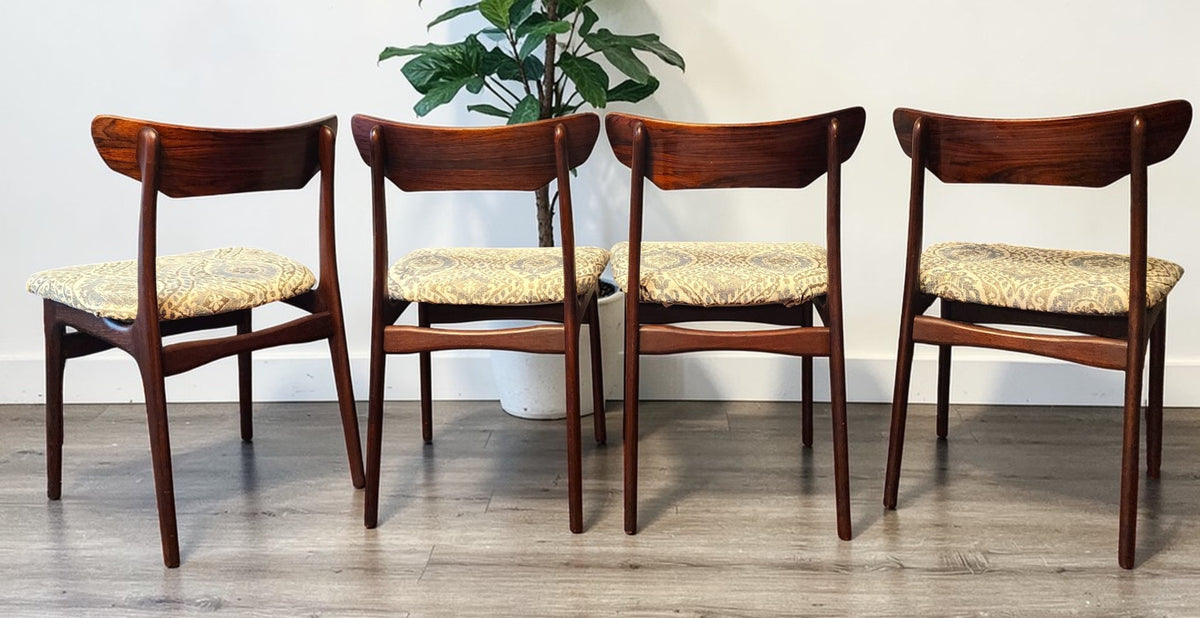 4 RESTORED Danish Mid Century Modern Rosewood Chairs by Schiønning & Elgaard