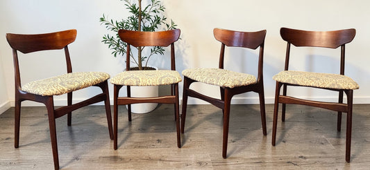 4 RESTORED Danish Mid Century Modern Rosewood Chairs by Schiønning & Elgaard