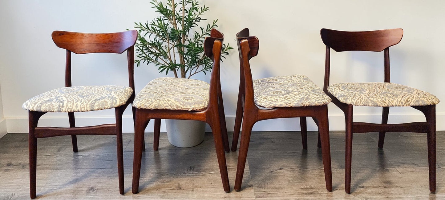 4 RESTORED Danish Mid Century Modern Rosewood Chairs by Schiønning & Elgaard