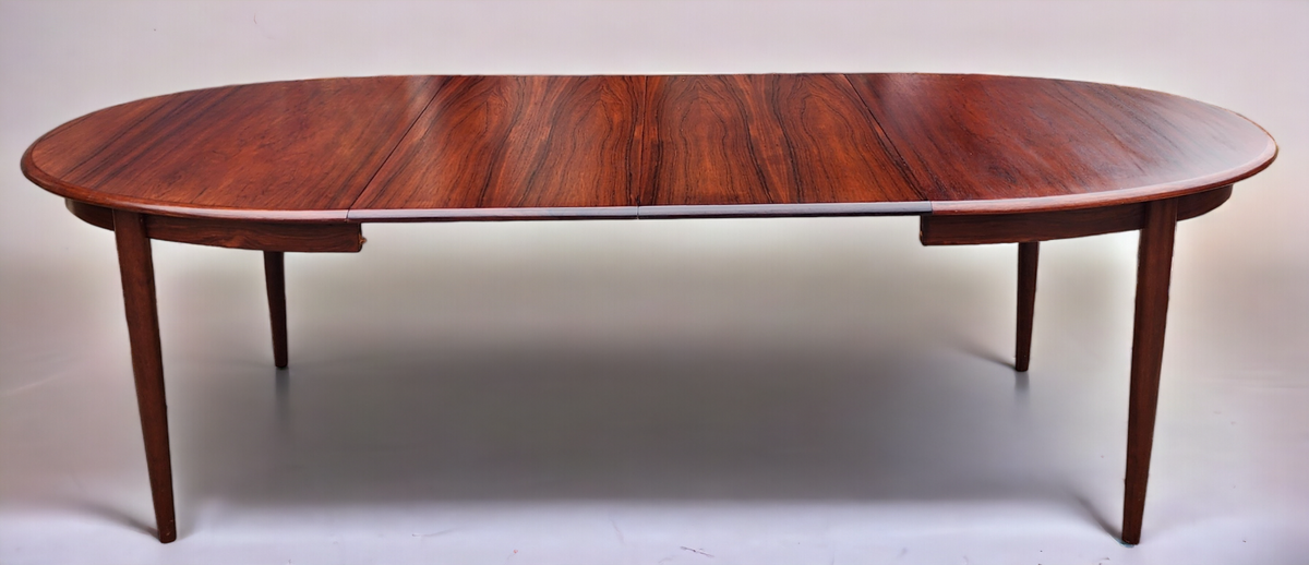 RESTORED Danish MCM Rosewood Table Oval w 2 leaves 58