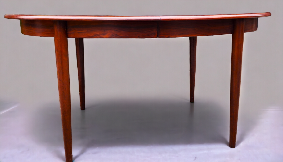 RESTORED Danish MCM Rosewood Table Oval w 2 leaves 58