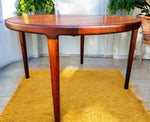 REFINISHED Danish MCM Rio Rosewood Table Round w 2 Leaves by J.Andersen 47