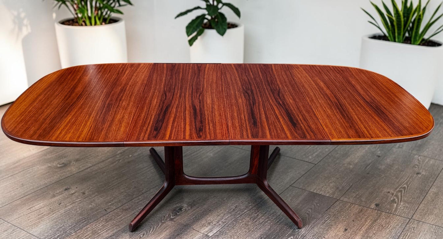 REFINISHED Danish MCM Rosewood Table w 2 Leaves by N. Møller 53"-91" Selfstoring
