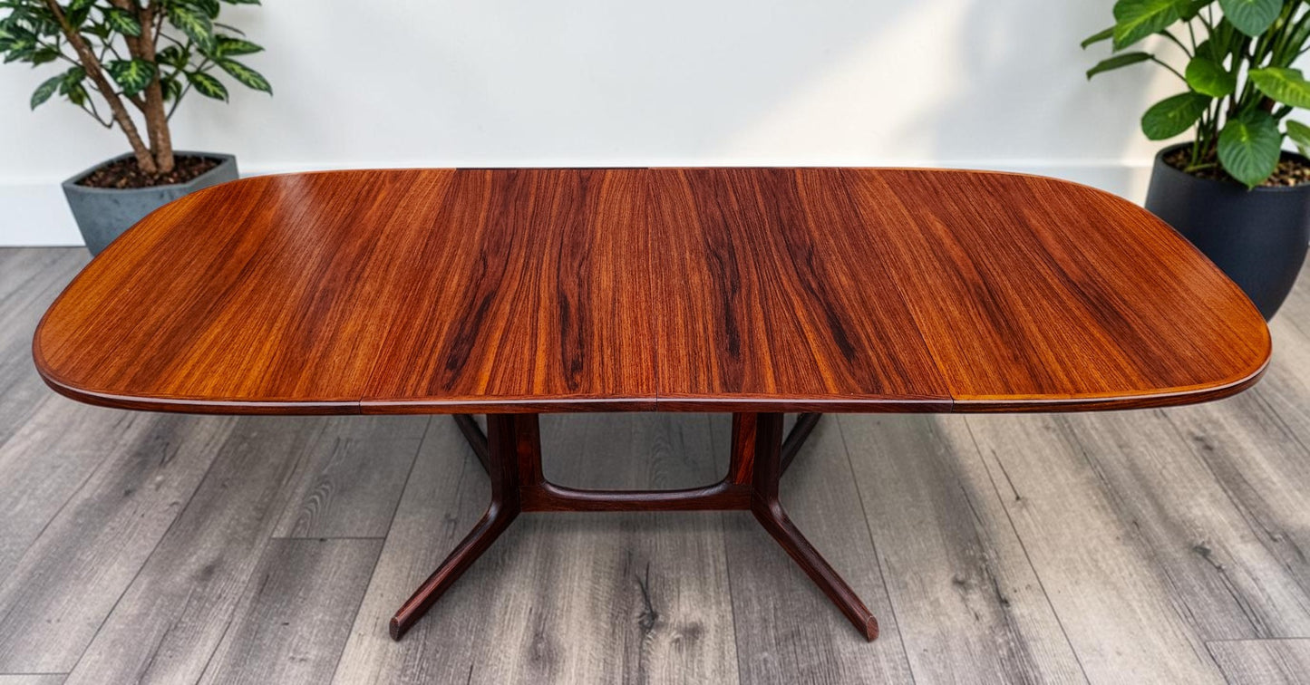 REFINISHED Danish MCM Rosewood Table w 2 Leaves by N. Møller 53"-91" Selfstoring