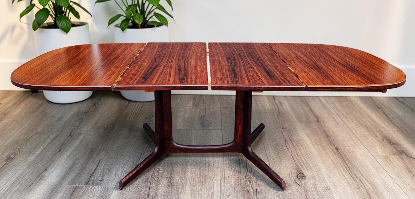 REFINISHED Danish MCM Rosewood Table w 2 Leaves by N. Møller 53"-91" Selfstoring