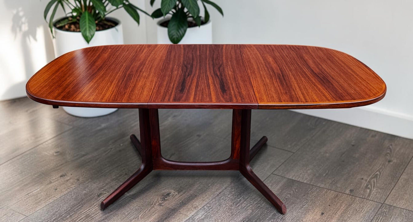 REFINISHED Danish MCM Rosewood Table w 2 Leaves by N. Møller 53"-91" Selfstoring