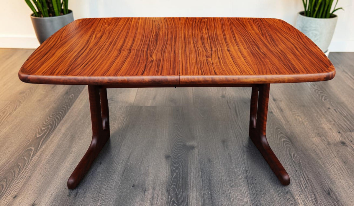 REFINISHED Danish MCM Rosewood Table Self Storing, 65