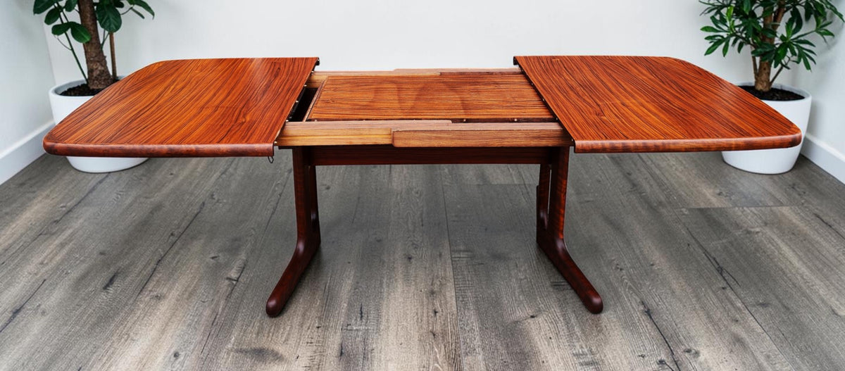 REFINISHED Danish MCM Rosewood Table Self Storing, 65