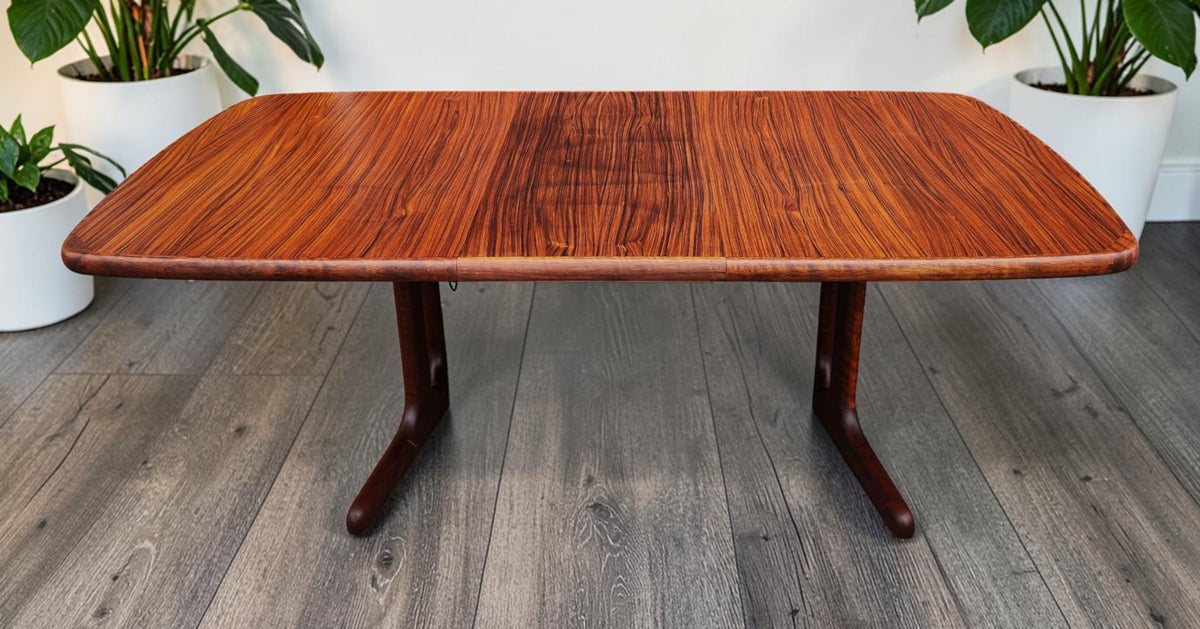REFINISHED Danish MCM Rosewood Table Self Storing, 65