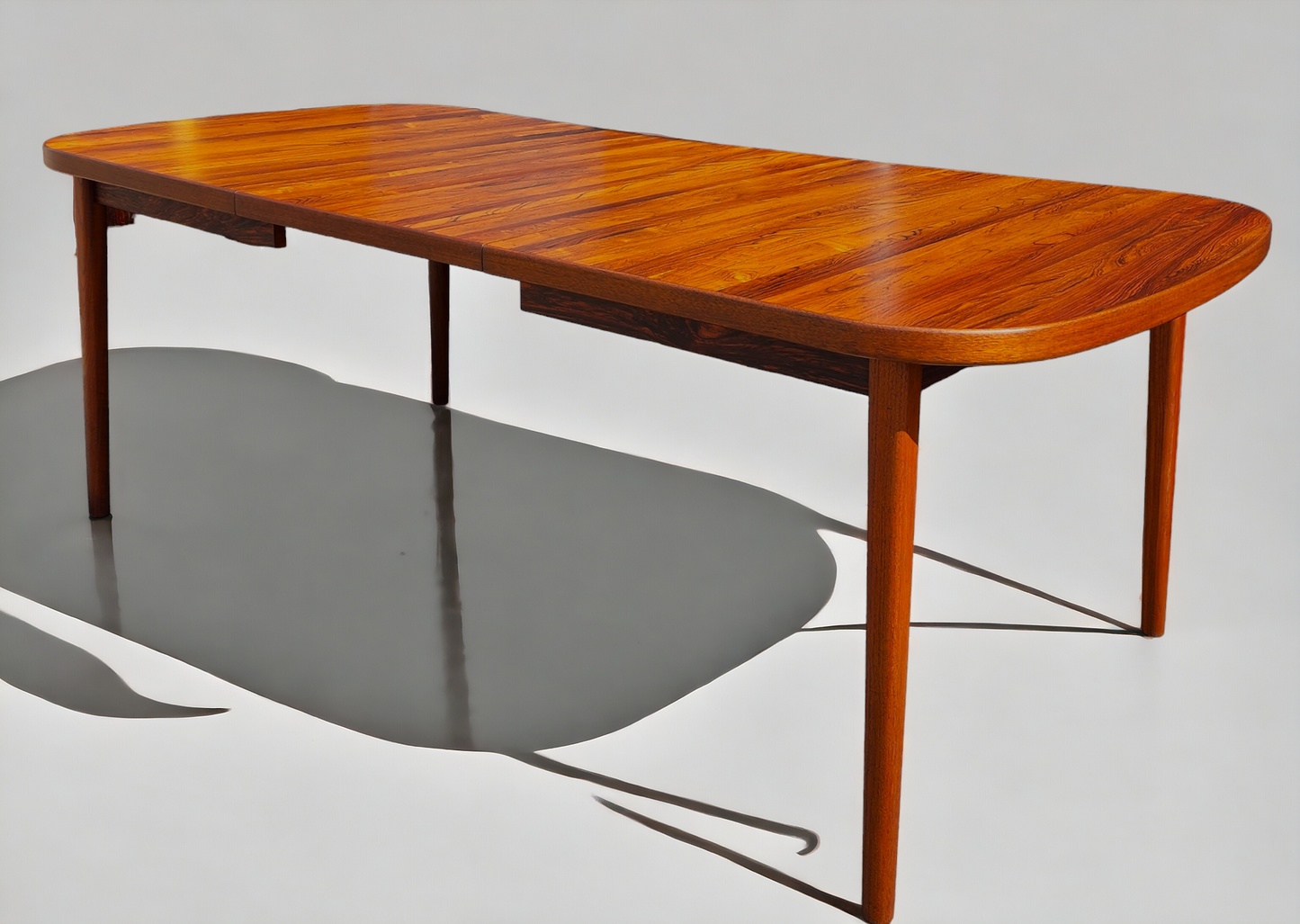 REFINISHED Danish Mid Century Modern Rosewood Table w 1 Leaf 61"- 82.5"