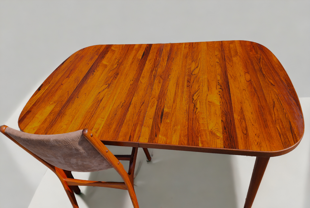 REFINISHED Danish Mid Century Modern Rosewood Table w 1 Leaf 61