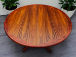 REFINISHED Danish MCM Rosewood Table Round w 2 Leaves by Dyrlund, 47