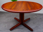 REFINISHED Danish MCM Rosewood Table Round w 2 Leaves by Dyrlund, 47
