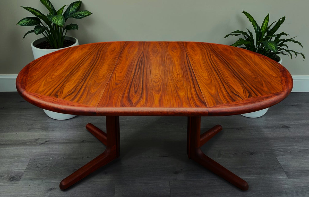 REFINISHED Danish MCM Rosewood Table Round w 2 Leaves by Dyrlund, 47
