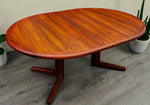 REFINISHED Danish MCM Rosewood Table Round w 2 Leaves by Dyrlund, 47