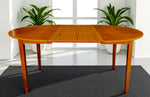 RESTORED Danish Mid Century Modern Teak Table Round w Leaf 43