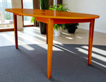 RESTORED Danish Mid Century Modern Teak Table Round w Leaf 43