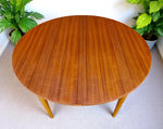 REFINISHED Danish Mid Century Modern Teak Table by Farstrup Round to Oval 43