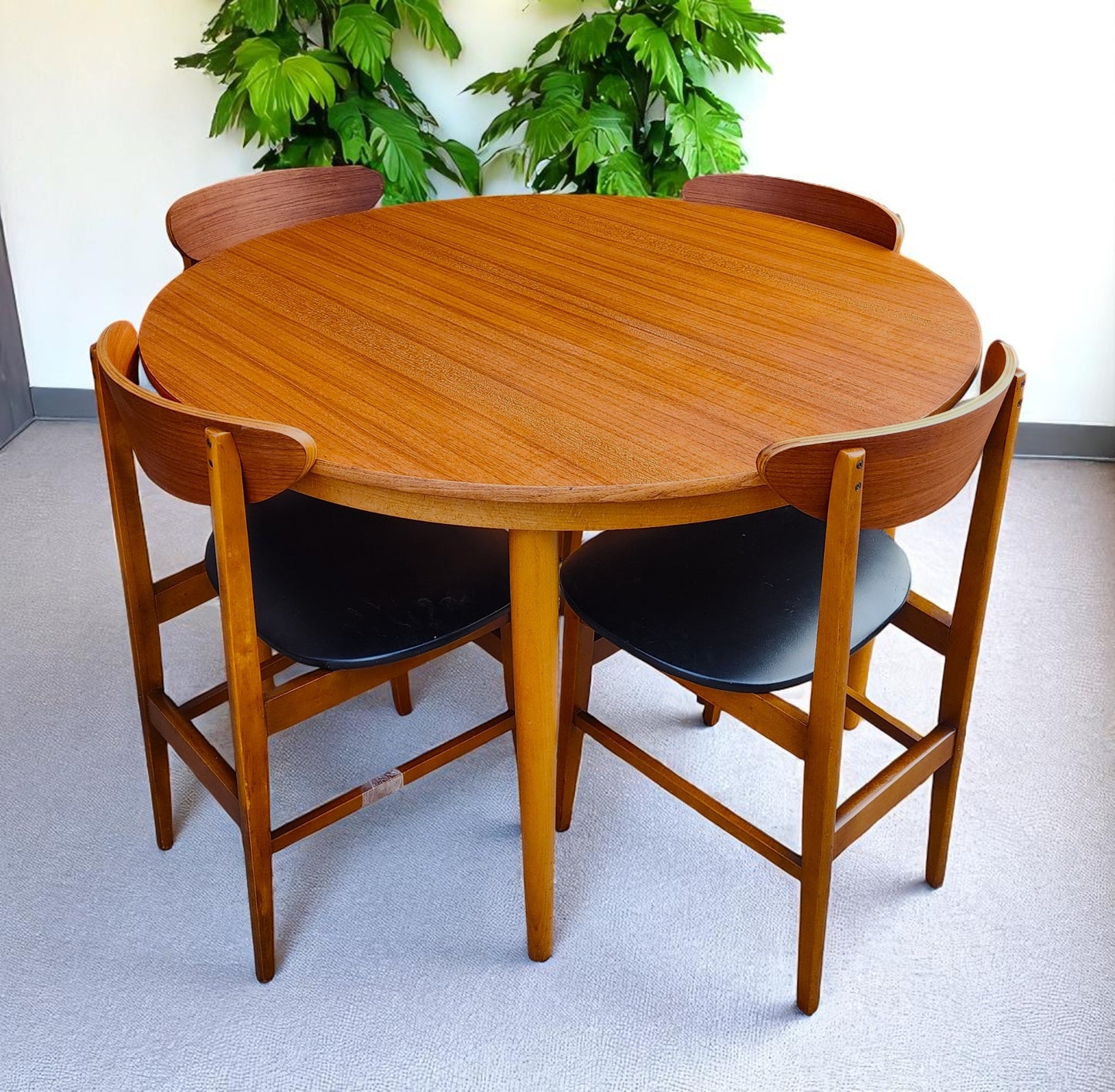 REFINISHED Danish Mid Century Modern Teak Table by Farstrup Round to Oval 43"-61.5"