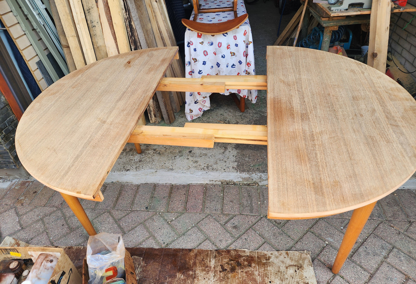 REFINISHED Danish Mid Century Modern Teak Table by Farstrup Round to Oval 43"-61.5"