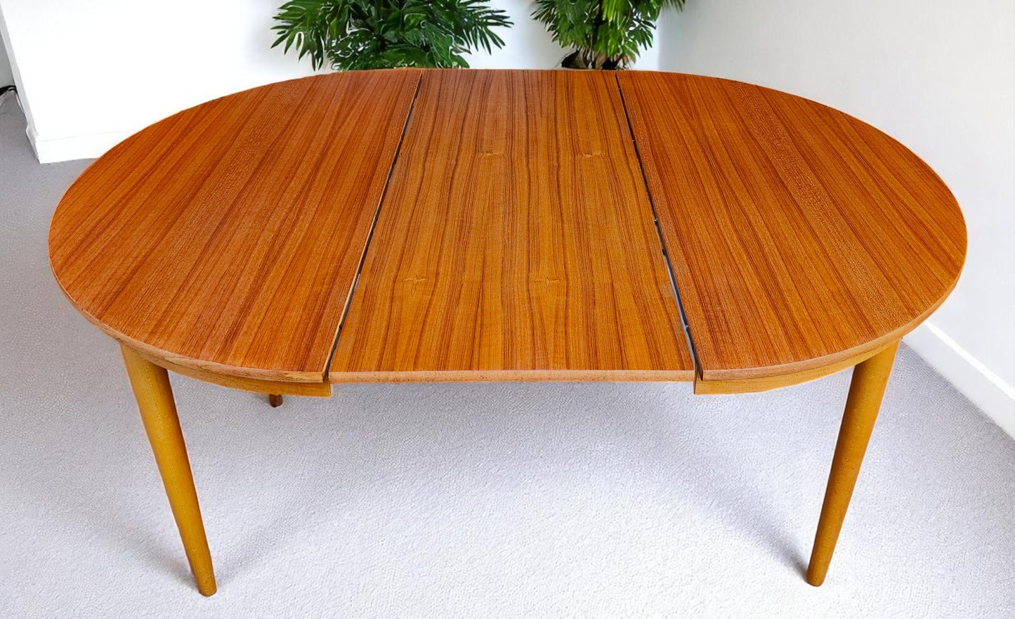 REFINISHED Danish Mid Century Modern Teak Table by Farstrup Round to Oval 43"-61.5"