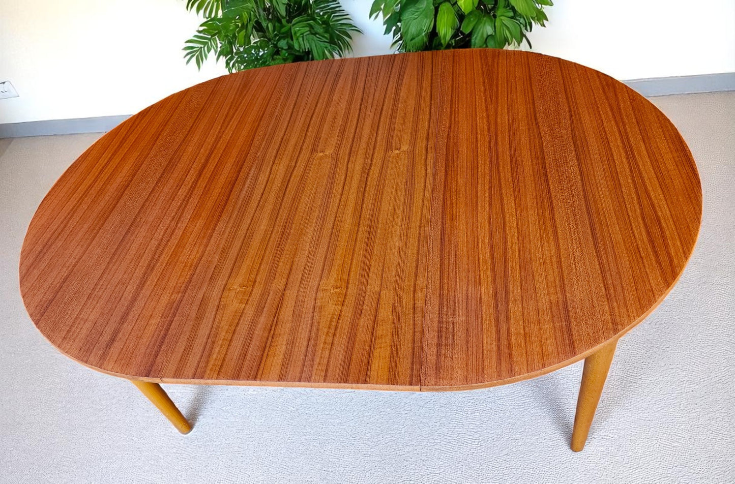 REFINISHED Danish Mid Century Modern Teak Table by Farstrup Round to Oval 43"-61.5"