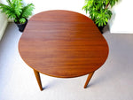 REFINISHED Danish Mid Century Modern Teak Table by Farstrup Round to Oval 43