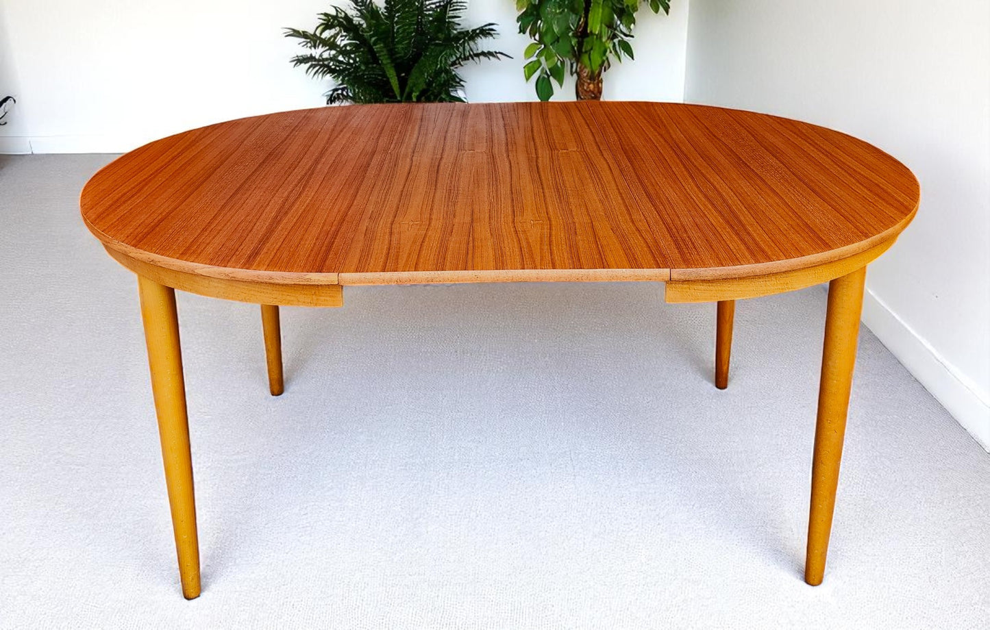 REFINISHED Danish Mid Century Modern Teak Table by Farstrup Round to Oval 43"-61.5"