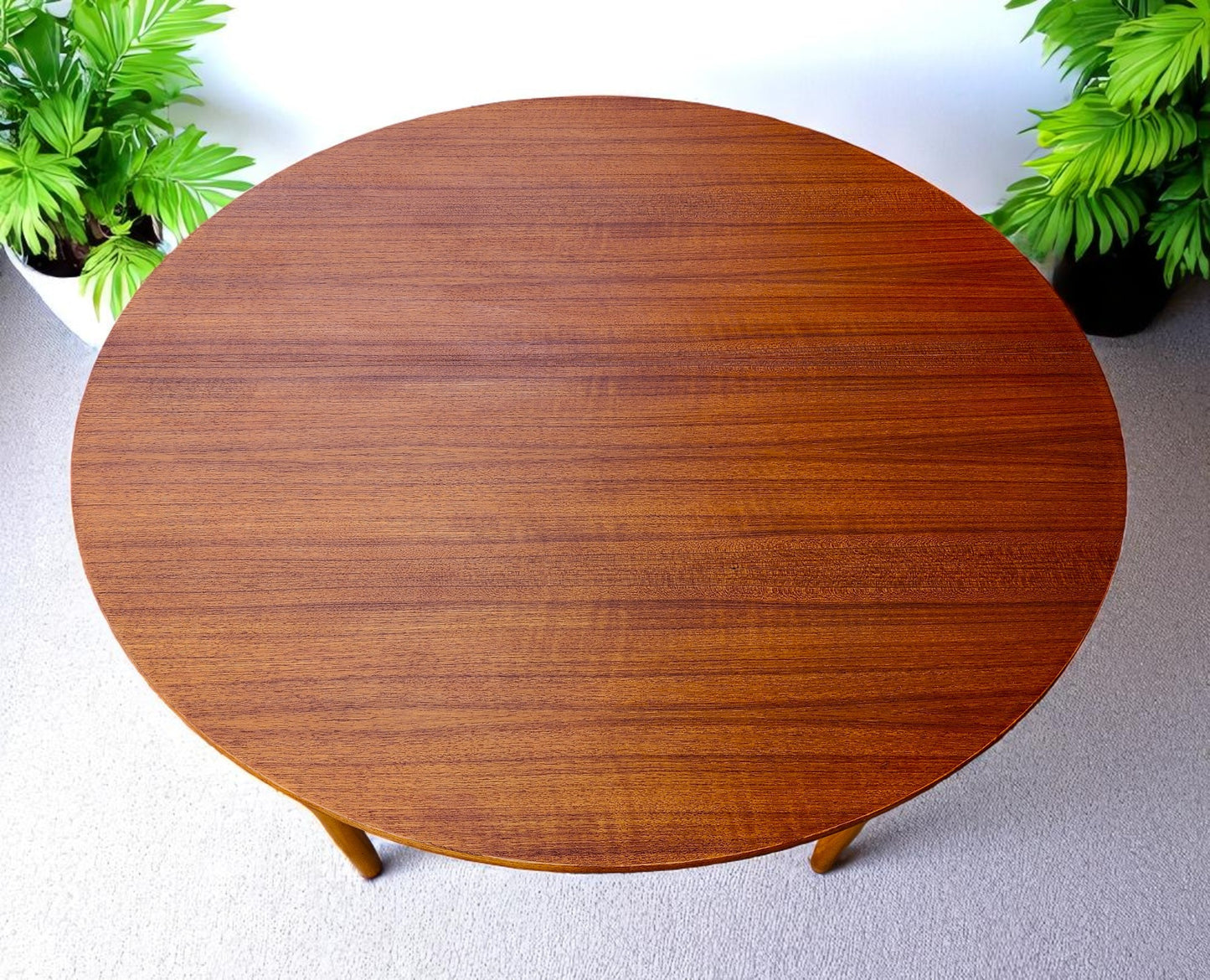 REFINISHED Danish Mid Century Modern Teak Table by Farstrup Round to Oval 43"-61.5"