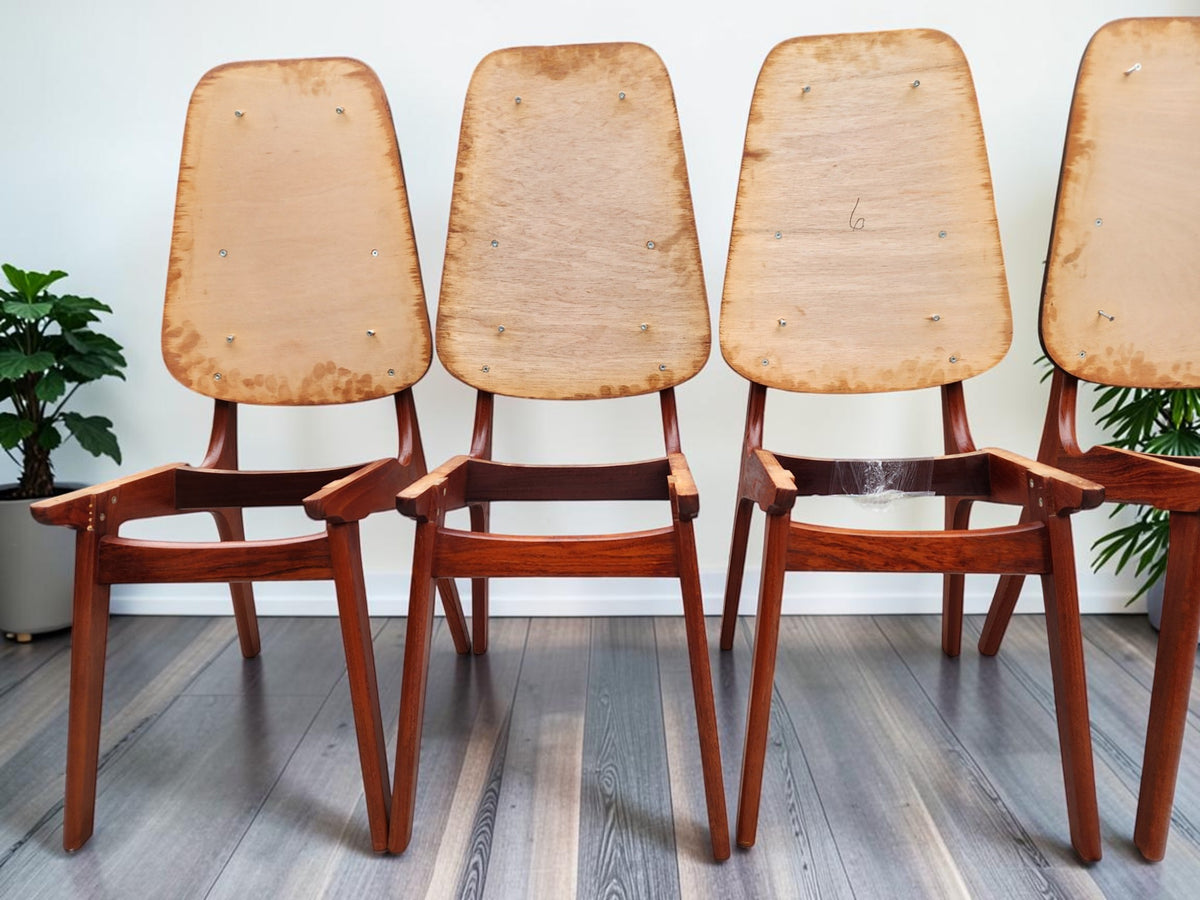 8 RESTORED Danish MCM Teak Shield Back Chairs by A. H. Olsen, will be REUPHOLSTERED