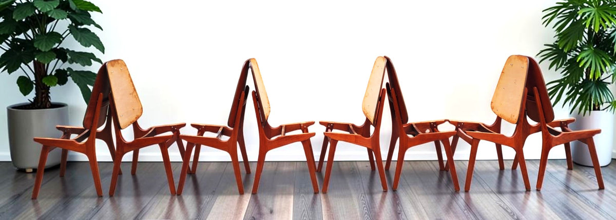 8 RESTORED Danish MCM Teak Shield Back Chairs by A. H. Olsen, will be REUPHOLSTERED