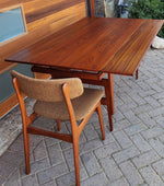 REFINISHED Danish Mid Century Modern Metamorphic Teak ‘Elevator’ Table by Kai Kristiansen, 3 Tables in 1 5