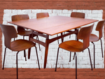 REFINISHED Danish Mid Century Modern Metamorphic Teak ‘Elevator’ Table by Kai Kristiansen, 3 Tables in 1 3