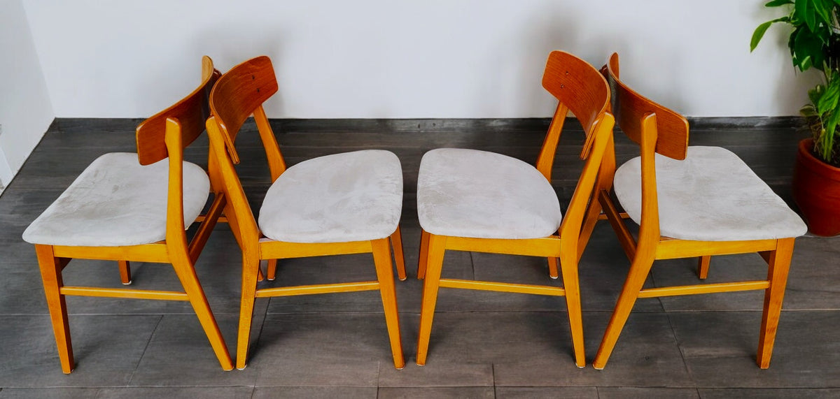 4 RESTORED Danish Mid Century Modern Teak Chairs by Farstrup