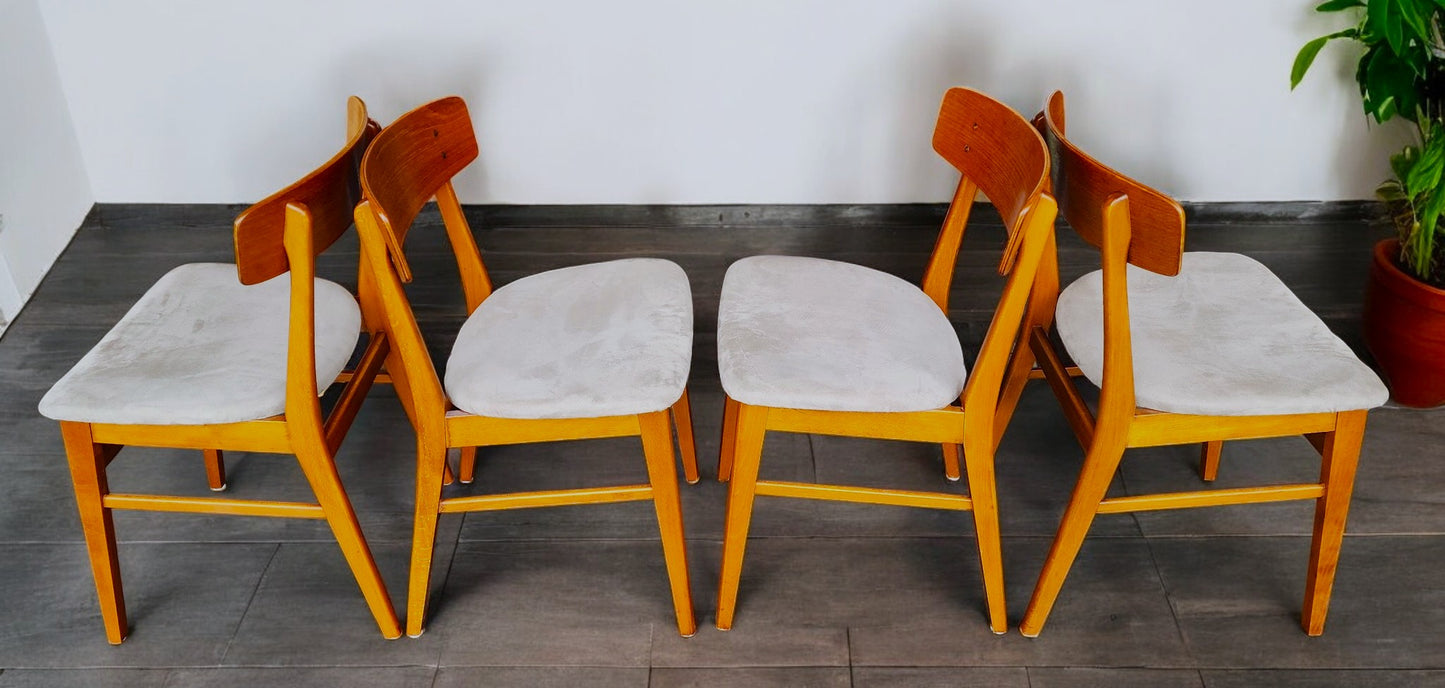 4 RESTORED Danish Mid Century Modern Teak Chairs by Farstrup