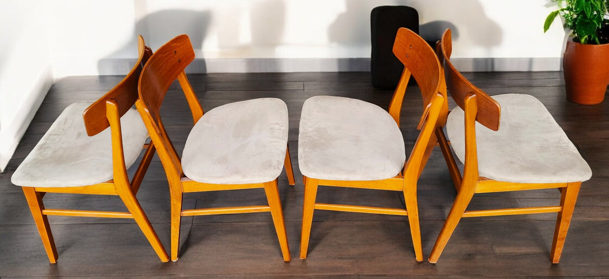 4 RESTORED Danish Mid Century Modern Teak Chairs by Farstrup