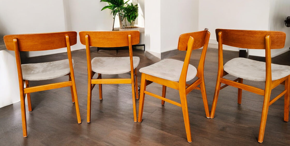 4 RESTORED Danish Mid Century Modern Teak Chairs by Farstrup