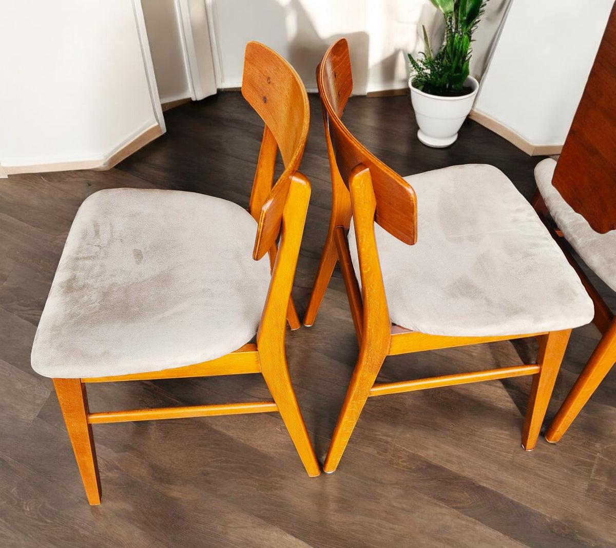 4 RESTORED Danish Mid Century Modern Teak Chairs by Farstrup