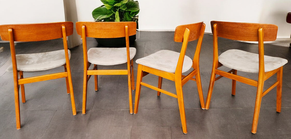 4 RESTORED Danish Mid Century Modern Teak Chairs by Farstrup