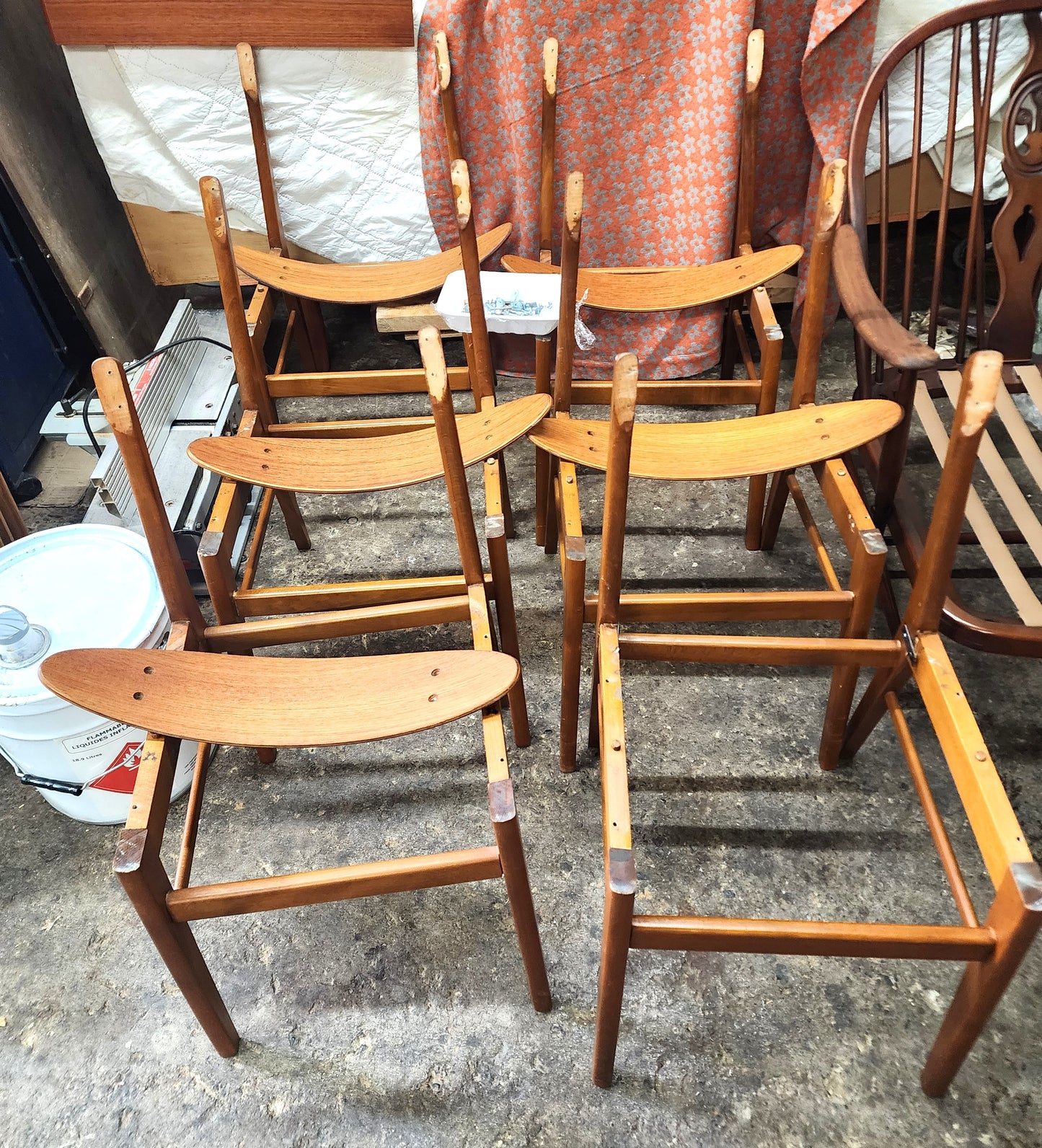 6 RESTORED Danish Mid Century Modern Teak & Beech Chairs by Farstrup