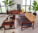 REFINISHED  Danish Mid Century Modern Teak & Cane Sofa 4