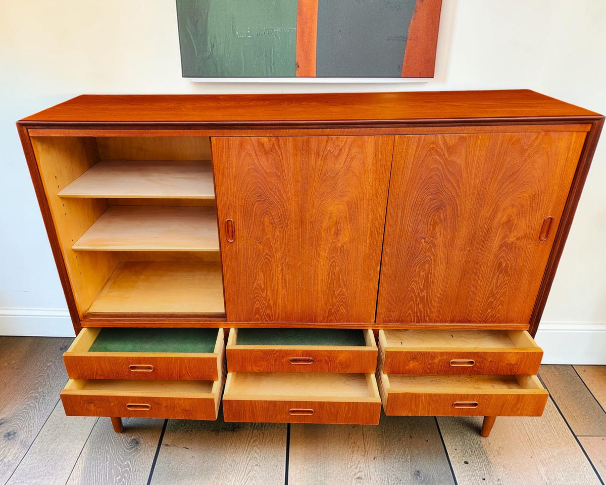REFINISHED Danish Mid Century Modern Teak Highboard 59