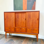 REFINISHED Danish Mid Century Modern Teak Highboard 59